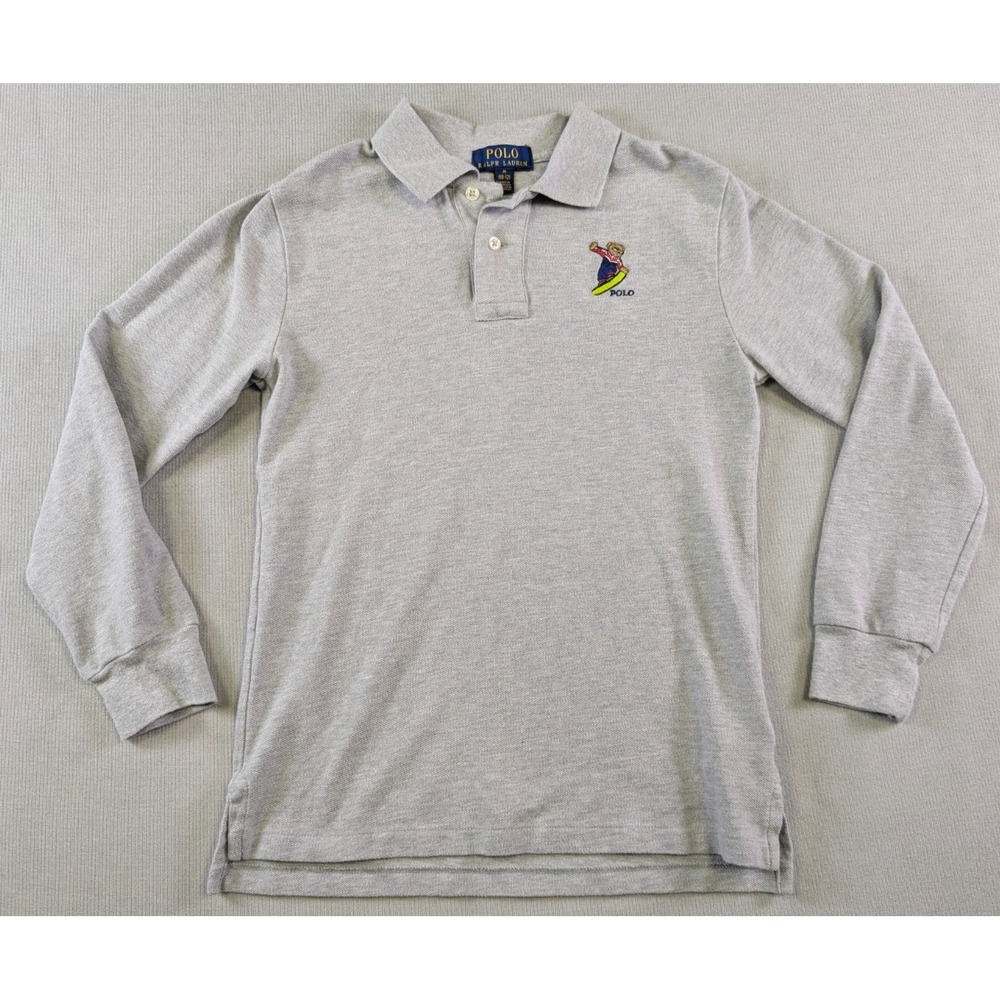 Polo Ralph Lauren Shirt YOUTH Boys Medium Polo Bear Long Sleeve Preppy School